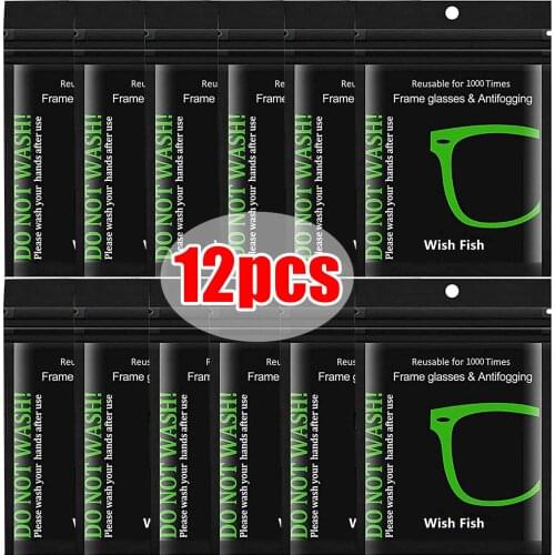 12Packs Reusable Anti-Fog Wipes Suede Glasses Pre-moistened Antifog Lens Cloth Defogger Eyeglass Wipe Glasses Prevent Fogging