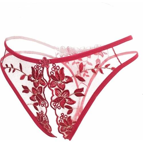 Sex Free Adult Open Crotch Pants Thong Flirting Sexy Underwear Underwear Female Passion Perspective Transparent Embroidery