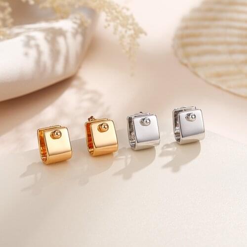 New Multiple Korean Earrings Square Camber Copper Plated Gold/Silver Color Stud Earring for Women Jewelry Geometric Gift