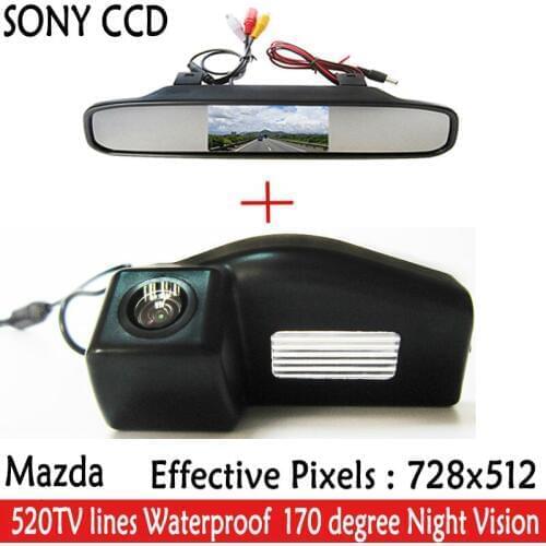 Auto Parking Assistance System 4.3 LCD Mirror Car Parking Monitor+1Car Rear view Camerawith parking lines for Mazda 2 / Mazda 3