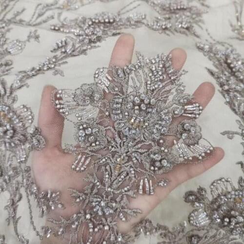 Luxury African Lace Fabric with heavy beads Embroidery Lace Fabric High quality J-988817 Nigerian bead Lace