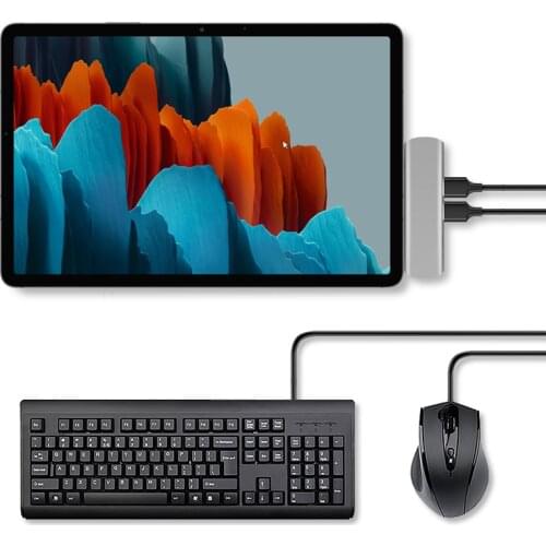 USB C Hub to Multi USB3.0 Dock HDMI Adapter TF SD Card Reader PD Charge Mouse For Samsung Galaxy Tab S7 Plus 12.4" Type-c Ports