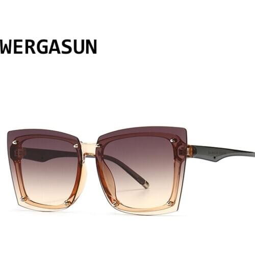 WERGASUN Trendy Oversized Square Sunglasses Women Personlity Fashion Sexy Sunglasses UV400 Retro Ladies Sun Glasses