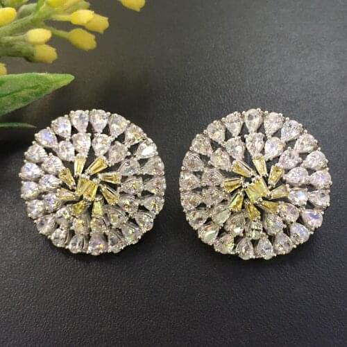 Lanyika Jewelry Delicate Colours Zircon Button Earrings Full Micro inlay Micro Plated Banquet Popular Best Gift