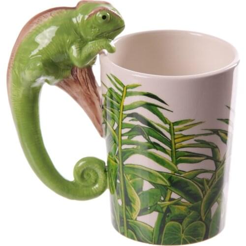 Funny mugs Hand-painted 3D Animal Lizard Mug Ceramic Office Coffee Cup Cartoon Coffee Mug