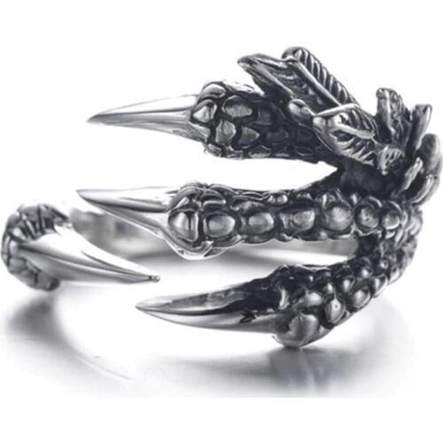 1PC Sale Punk Silver Men Women Ring metal Dragon Claws Size 8 9 10 Personality iker Rings Vintage Gothic Jewelry