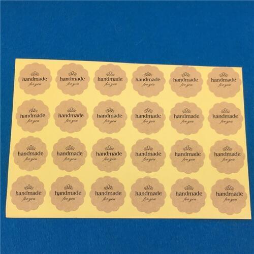 100Pcs Brown White Kraft Paper Round Shape Handmade Printing for Jewelry Box Festival Gift Envelope Thank You Seal Sticker Label
