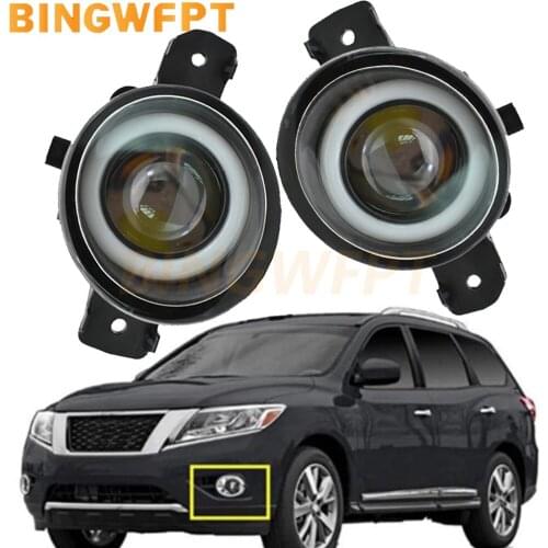 2PCS For Nissan X-Trail Qashqai Pathfinder Primera March Altima Rogue Car Styling Angel eye + LED H11 Fog Light with