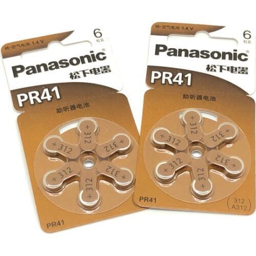 30pcs/lot Panasonic PR41 Hearing Aid Battery 7.9MM*3.6MM 312 Deaf-aid Cochlear Button Coin Cell Batteries Audiphone (5cards)
