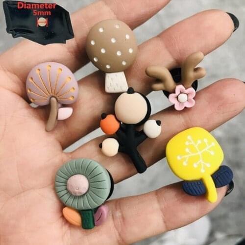 6PCS Resin Cute Cartoon Fridge Magnetic Sticker Mushroom Fungus Antlers Flower Refrigerator Magnet Message Holder Whiteboard