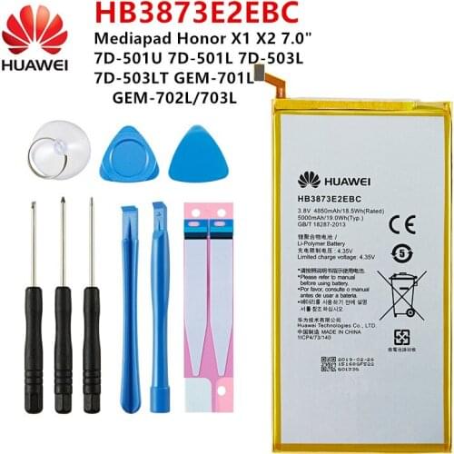 100% Orginal Huawei HB3873E2EBC 5000mAh Battery For Mediapad X1 X2 7.0"/7D-501U 7D-501L 7D-503L 7D-503LT GEM-701L/702L+Tools