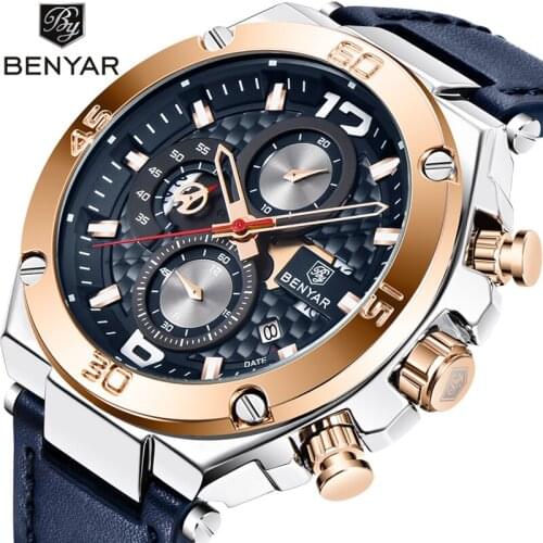 BENYAR Top Brand Mechanical Wristwatch Luxury Sapphire Glass Automatic Watch Stainless Steel Waterproof 100M Watches For Men+Box
