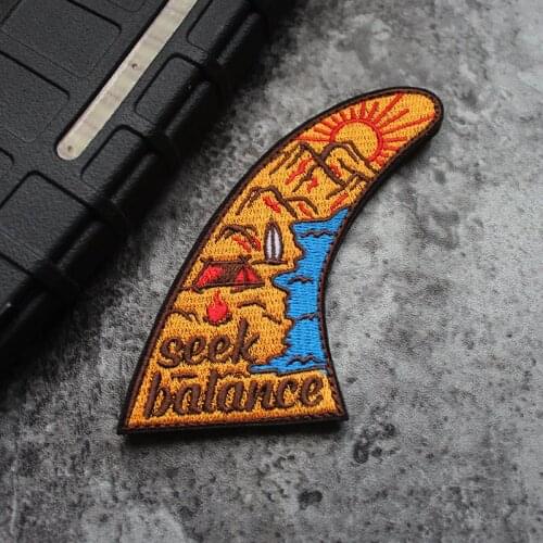 Scenery Travel Embroidery Patches Sun Twin Peaks Ocean Waves Sailing Tent Campfire Tactical Badges For Clothes Bag Accessory