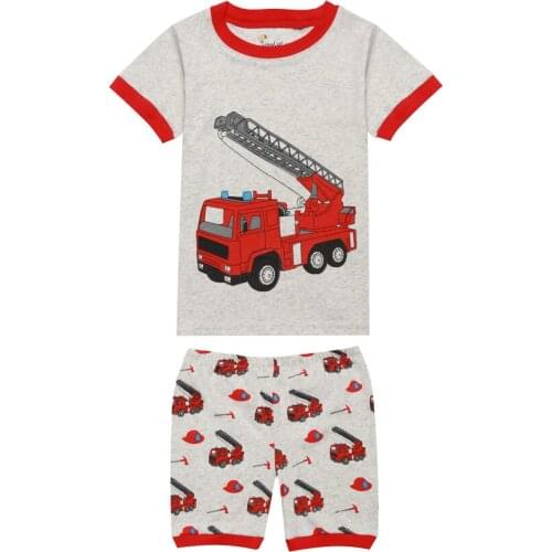 Excavator Kids Summer Pajamas Children Pajamas Suit Boys Sleepwear Baby Clothing T-Shirts Kids Pyjamas Home Sport Suit Clothes