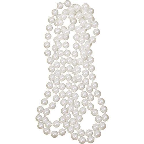 Long Artificial Pearl Necklace White Jewelry Accessory for Flapper Girl Costume 1920s