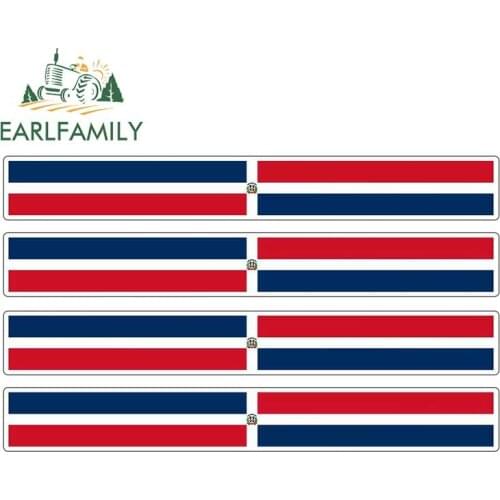 EARLFAMILY 13cm x 1.7cm 4pcs Car Stripe Motorcycle Racing Flag Sticker Window Decal Bike Moto Dominican Republic Car Stickers