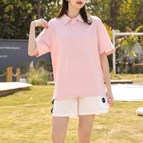 T-shirt Turn-down Collar Short Sleeve T Shirt Soft Men Women T-shirts Tops Kawaii Unisex Plus Size 100%Cotton Tee Shirt Clothes