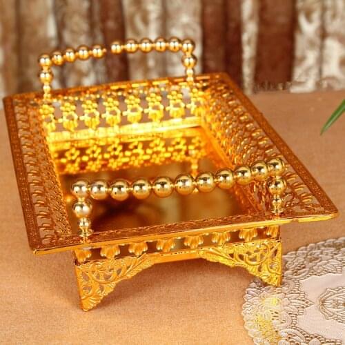 European-Style Exquisite Alloy Fruit Plate Home Hotel Club Cake Tray Jewelry Storage