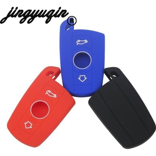 Jingyuqin For BMW 3 series 5 series X1 X3 X5 X6 Smart Key Case 2 Buttons Silicone Key Case FOB Car-styling