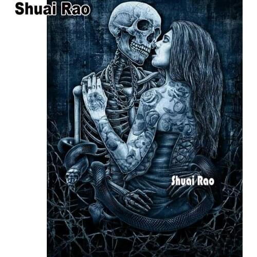 Skull Kiss Woman diamond painting mystery Gift Wall Art Painting Mosaic full square drill diamond embroidery Sale