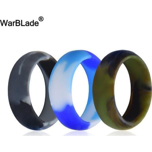 3pc/set 8mm 6-12 Size Food Grade FDA Silicone Ring Hypoallergenic Crossfit Flexible Camouflage Rubber Finger Rings For Men Women