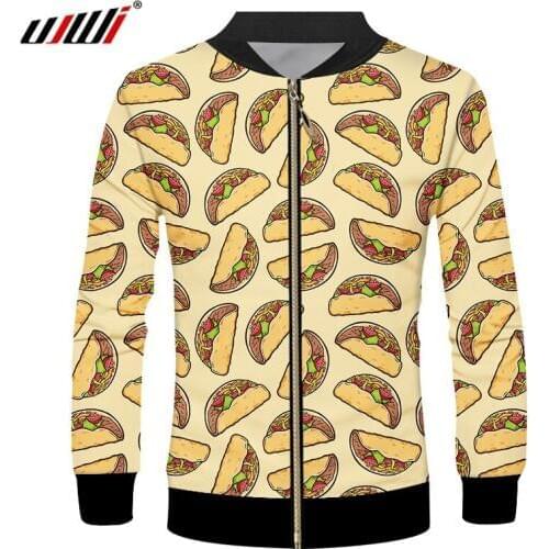 UJWI New Spring Autumn Men Casual Jacket Coat Mens Fashion Print Food burger 3d Jackets Hiphop Male Outwears Coats 6XL