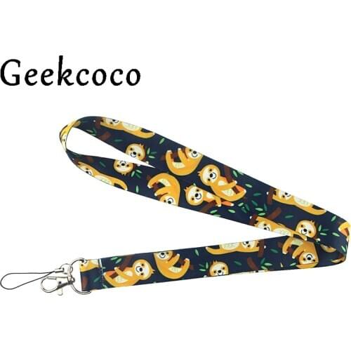 Sloth animals logo Cartoon kawaii kids diy Lanyard Mobile Phone Key Card Identification Straps USB Badges Holder Hanging J0810