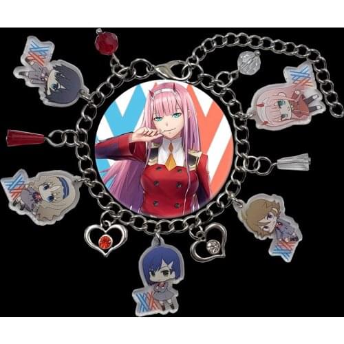 Hot Sale Acrylic Charm DARLING In The FRANXX Anime Chain Bracelet For Women Men Heart Bead Cute Lovers Birthday Gift