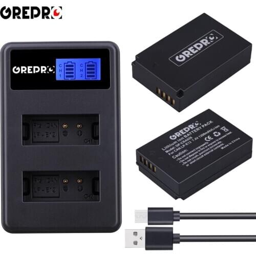 2Pcs 1200mAh LP-E12 LP E12 LPE12 Li-ion Battery + LCD USB Dual Charger for Canon EOS M50, EOS M100,100D Kiss X7 Rebel SL1 Camera