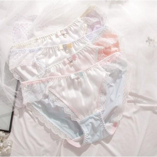 Lolita Sweet Cute Underwear Women Young Girls Korean Fashion Sexy Lace Thong Panties Briefs Seamless Lingerie Femme Kawaii Panty