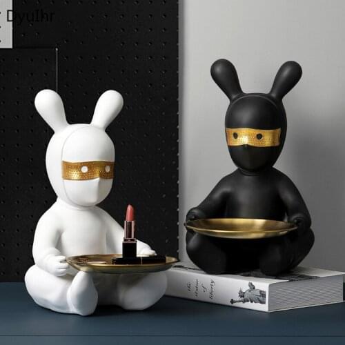 Nordic style cartoon character tray decoration key storage box jewelry cosmetics candy storage tray home decor accessories