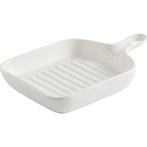Tray Bakeware Western Plate Baking Dish Nordic Style High Heat Resistant Simple Ceramic Household 26*26*9cm With Handle Oven