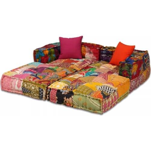 Sofa 2-Seater Multifunctional sofa bed, folding sofa, sofa bed，Modular patchwork design Pouf in Patchwork Fabric Home Furniture