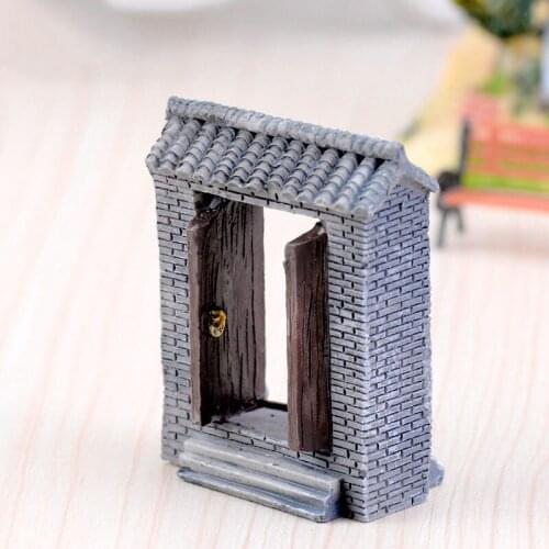 2PCS Resin Crafts Open Door Model Mini Fairy Garden Miniatures DIY Doll House Terrariums Bottle Micro Moss Landscape Decoration
