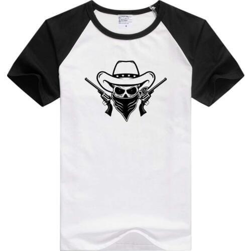 Skull Guns Mask Outlaw Ranch Old Wild West sleeve casual men T-shirt Comfortable Tshirt GA252