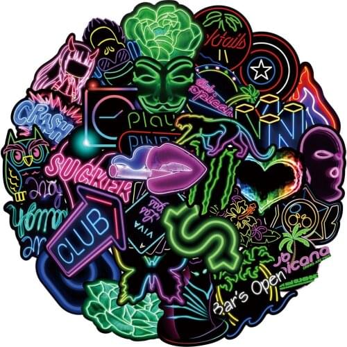 10/50PCS Neon Graffiti Stickers Suitcase Laptop Guitar Helmet Waterproof Decoration Toys Wholesale