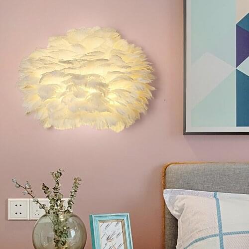 Feather Modern Simple Wall Lamp Creativity Luxury Living Room Lighting Energy Saving Applique Murale Wall Decoration EK50WL