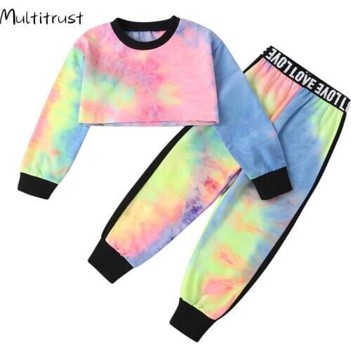 Autumn Tracksuit Toddler Baby Girl Clothing Set Tie Dye Printed Sport Clothes Long Sleeve Sweatshirt Top+Pants Outfits Suit