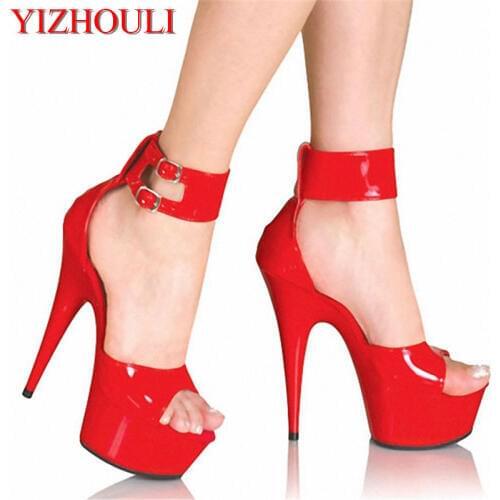 15 cm high heel waterproof package machine with sexy red bride wedding shoe size code nightclub lap-dancing sandals