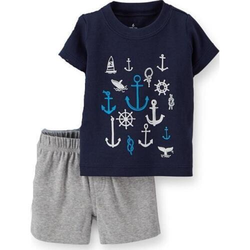 Pirate Baby Clothes Set Casual Boys Outfits 100% Cotton Children Tee Shirts Pant Clothing Suit Captain Toddler Outfit Top Anchor
