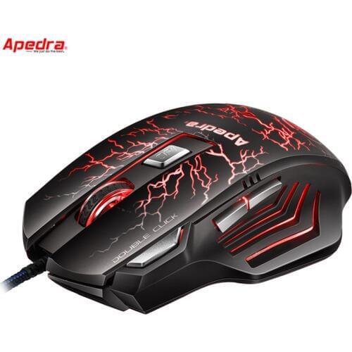 APEDRA Programmable USB Wired Gaming Mouse 7Buttons 3200DPI Optical Computer Mouse Gamer Mice for PC Laptop Game LOL CSGO Dota 2