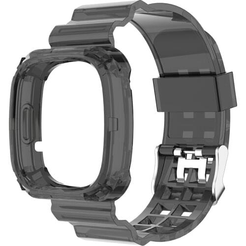 Transparent TPU Band Case Wristwatch Present Fashionable Dial for Fitbit Versa 3 Sense Replacement Strap Watchband