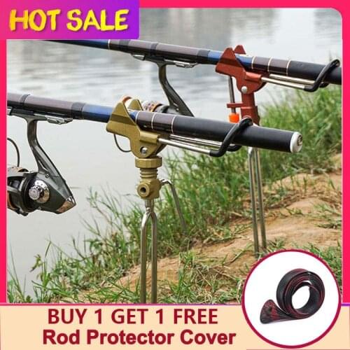 Adjustable Fishing Rod Stand Support Aluminium Alloy Bracket Rest Ground Inserted Double Groove Holder Pole Tools Fishing Takle