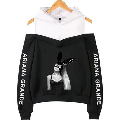 Ariana Grande Sweatshirt Dangerous Woman Tour Hip Hop Hooded Off-Shoulder Hoodie Women Clothes Harajuku Girl Hoodies Sweatshirts