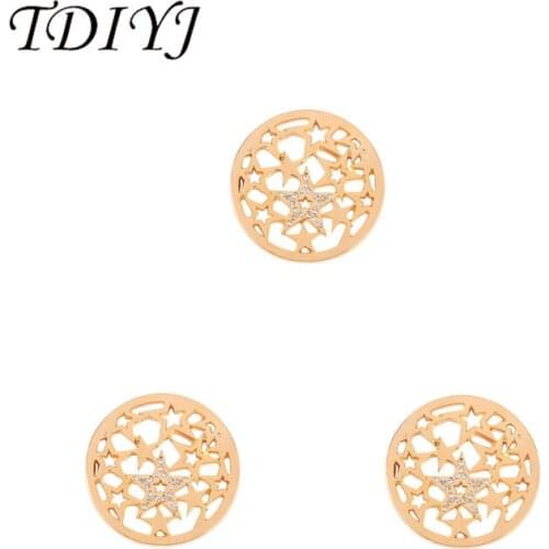 TDIYJ New Arrival Alloy Gold 33MM Crystal Star Coin Disc fit Frame Pendants 1pcs