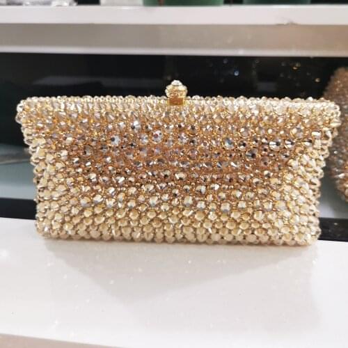 XIYUAN AB Silver Crystal Diamond Handbags Women Mini Evening Bag and Clutches Bags For Wedding Party Prom Purses Clutch Purse