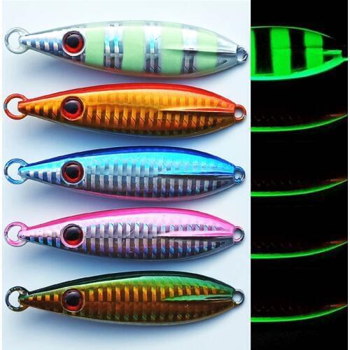 Japan 1pc 60g/80g/100g/150g 3D eyes slow jig lead fish lead jig knife jig sea jigging lure lumious glow super good quality