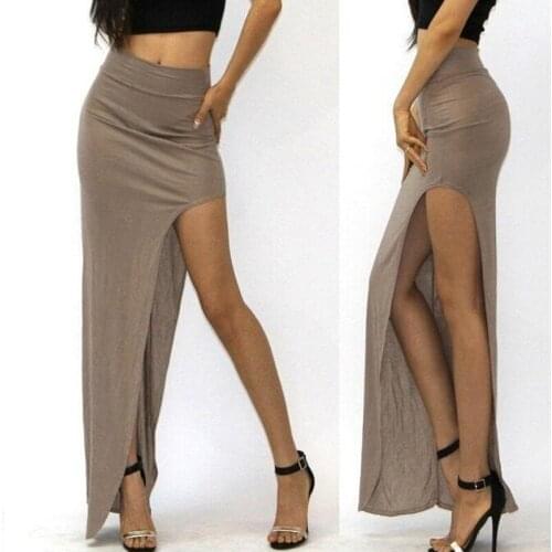 New Fashion Split Skirts Women Sexy Long Sexy Skirts Open Side Split Skirt Long High Waist High Slit Maxi Skirt Black