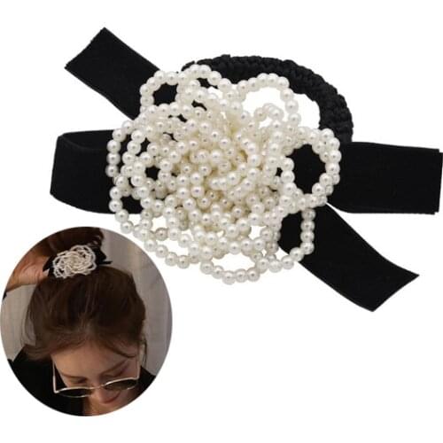 Women Hair Accessories flowers Beads Headbands Ponytail Holder Girls Scrunchies Vintage Elastic Hair Bands Rubber Rope Headdress