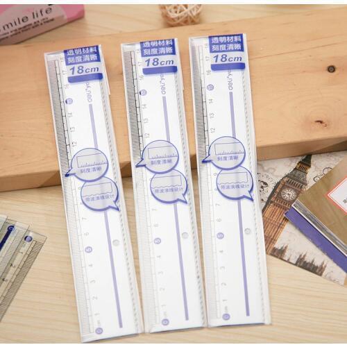1pcs / 6235 ruler plastic 18cm cm wave transparent ruler stationery ruler